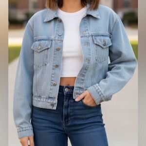 John Galt Brandy Melville Oversized Light Wash Denim Jean Jacket S/M